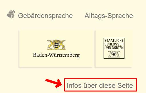 Screenshot: Staatliche Schlösser und Gärten Baden-Württemberg Screenshot "Über diese Seite"