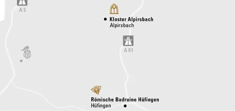 Illustration: Staatliche Schlösser und Gärten Baden-Württemberg, JUNG:Kommunikation GmbH Karte der Region "Mittelalterliches Klosterleben im Schwarzwald"