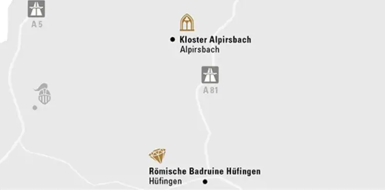 Illustration: Staatliche Schlösser und Gärten Baden-Württemberg, JUNG:Kommunikation GmbH Karte der Region "Mittelalterliches Klosterleben im Schwarzwald"