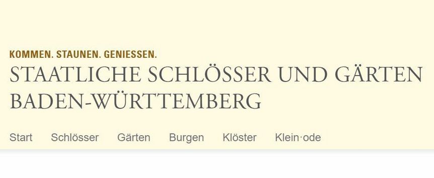 Screenshot: Staatliche Schlösser und Gärten Baden-Württemberg Screenshot "Menüleiste"