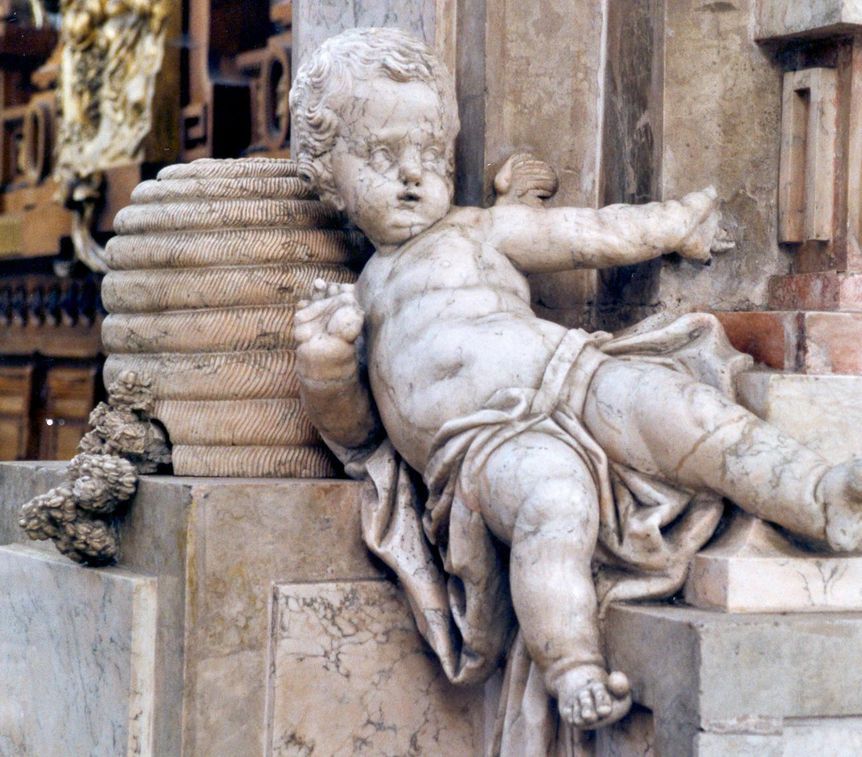 Foto: Staatliche Schlösser und Gärten Baden-Württemberg, Hermann Böhne Kloster und Schloss Salem, Münster, Skulptur „Salemer Honigschlecker“