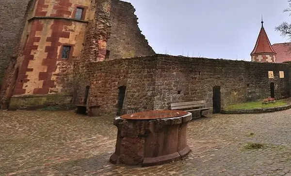 Foto: Staatliche Schlösser und Gärten Baden-Württemberg, Markus Schwerer Burgfeste Dilsberg, Brunnen im Burghof
