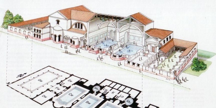 Foto: Landesmedienzentrum Baden-Württemberg, Arnim Weischer Römische Badruine Badenweiler, Zeichnung von der Ruine