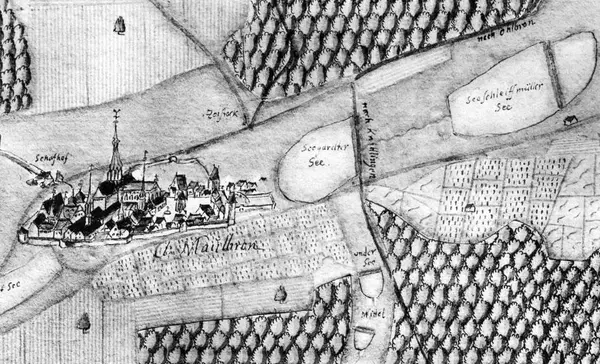 Foto: Landesmedienzentrum Baden-Württemberg, Robert Bothner Kloster Maulbronn - Kiesersche Forstkarte Nr. 95 (Detail) aus dem Stromberger Forst von 1684