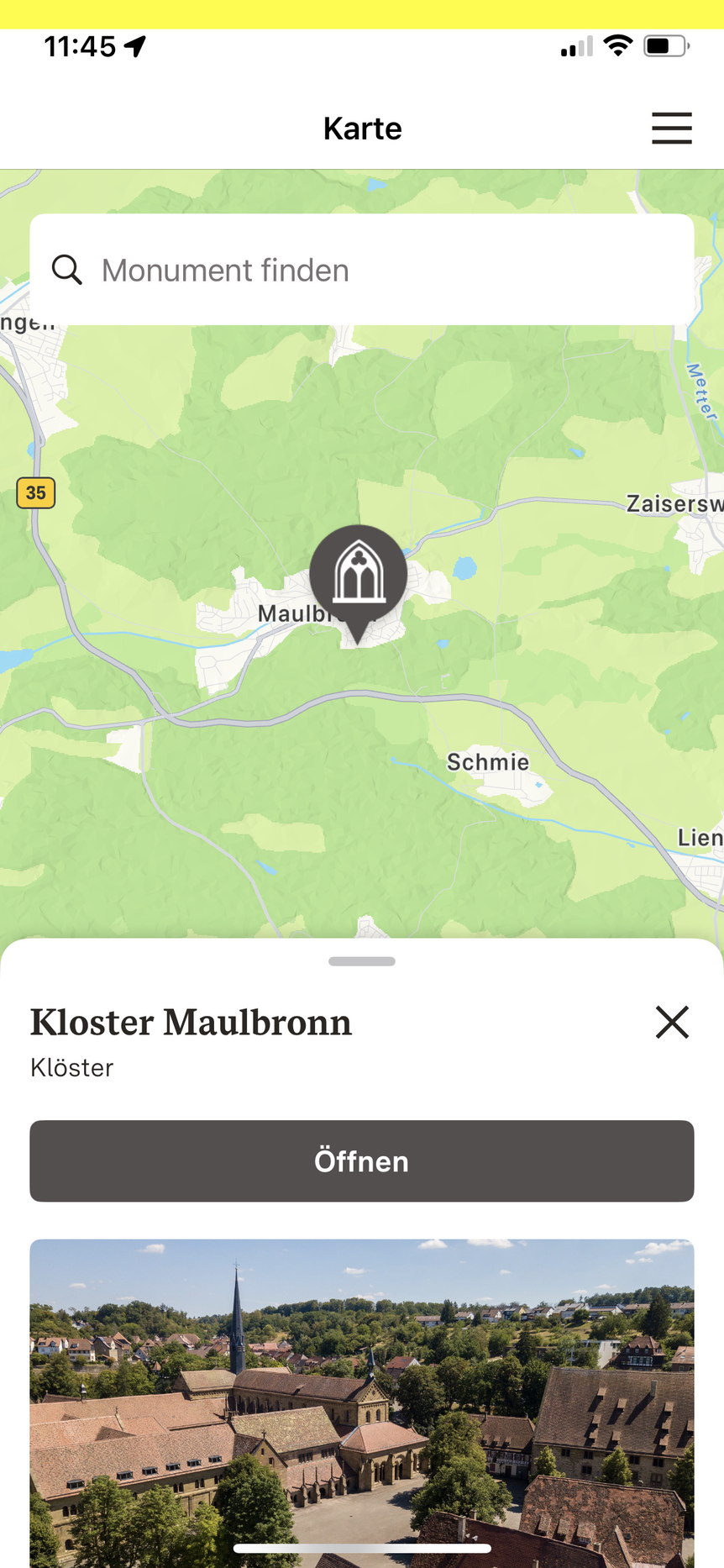 App „Monument BW“, Monumentkarte